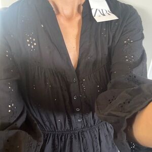 Black eyelet Lace mini dress by Zara new small
